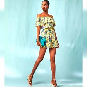 Aqua x Mary Katrantzou Tropical Parrot Shorts Romper NWT $118 Bloomingdale's EXC